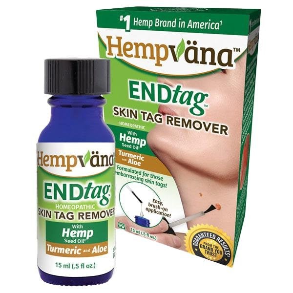 Hempvana EndTag Skin Tag Remover, Enriched with Hemp Seed Oil, Mess-Free, Easy & Painless Skin Tag Removal - Just Brush It On - Great for All Skin Types & Works In Sensitive Areas, 0.5 fl. oz.