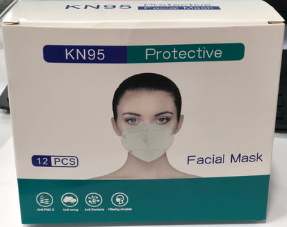 KN95 Protective Mask 12 PCS in a Box Anti PM2.5, Anti Smog, Anti Bacteria - Filtering Droplets - 2 PCS per Bag
