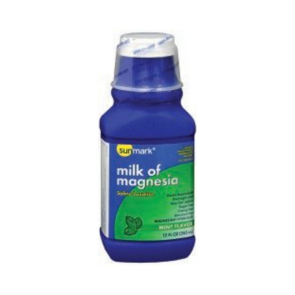 Sunmark Oral Suspension Laxative Mint Flavor, 12 oz, 400 mg/5 mL Magnesium Hydroxide