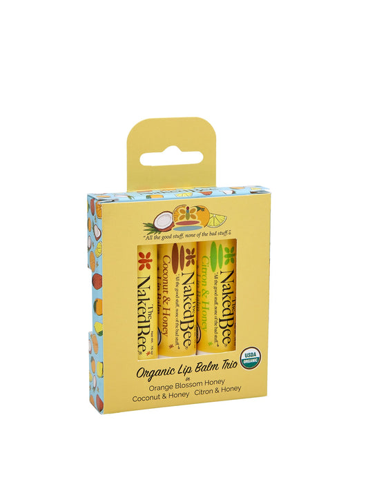 Sweet Variety: 3-Pack Lip Balm Gift Set - Orange Blossom Honey, Coconut, and Citron Infused Delights