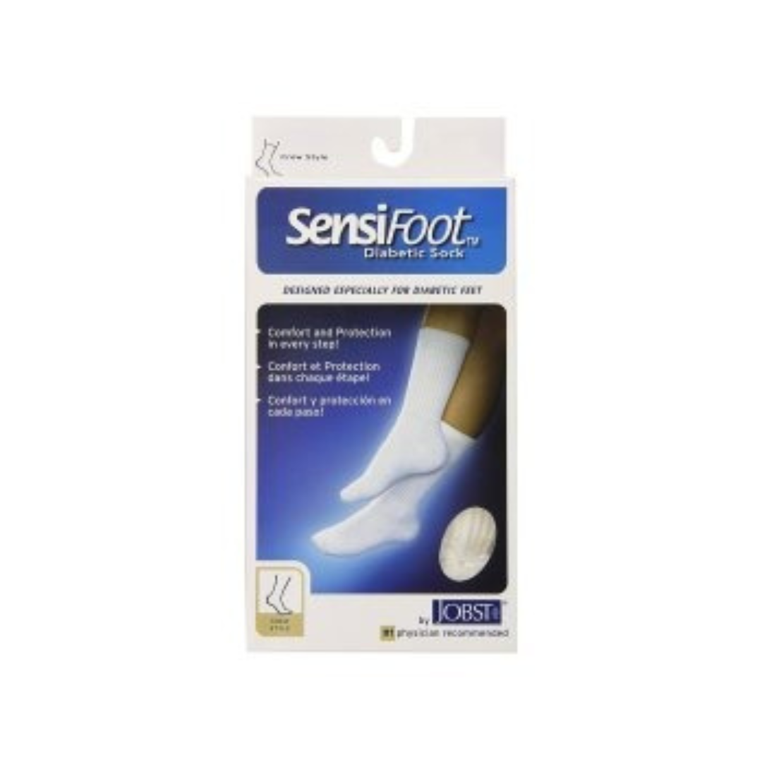 Sensifoot Diabetic Compression Crew Socks - Large, White: Precision Fit for Diabetic Comfort