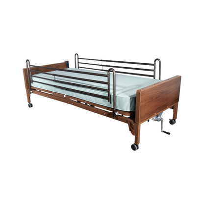 Standard Full-Length Bed Rails Brown-Vein Finish for Stylish Bedroom Support