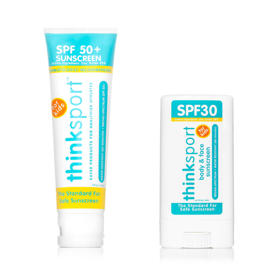 Thinksport Kids Safe Sunscreen Combo Pack: 3oz SPF 50 Sunscreen + SPF 30 Sunscreen Stick