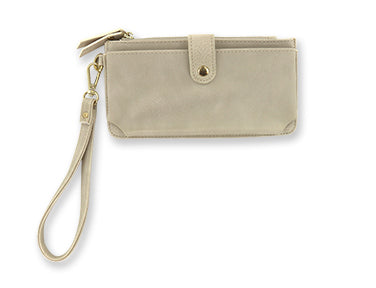 "Smartphone Matte Faux Leather Look Wristlet Grab 'n Go Convenience, Snap Pocket, Removable Strap, Stylish Matte Finish