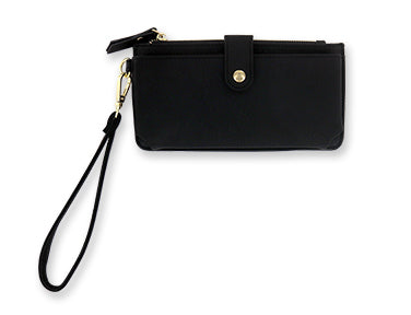 "Smartphone Matte Faux Leather Look Wristlet Grab 'n Go Convenience, Snap Pocket, Removable Strap, Stylish Matte Finish