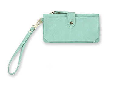 "Smartphone Matte Faux Leather Look Wristlet Grab 'n Go Convenience, Snap Pocket, Removable Strap, Stylish Matte Finish