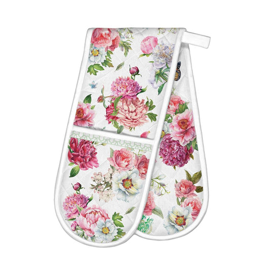 Blush Peony Double Oven Glove Stylish and Protective Kitchen Accessory