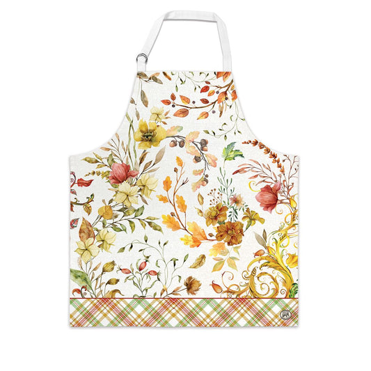 Fall Leaves & Flowers Kitchen Apron Harvest-inspired Elegance for Culinary Adventures