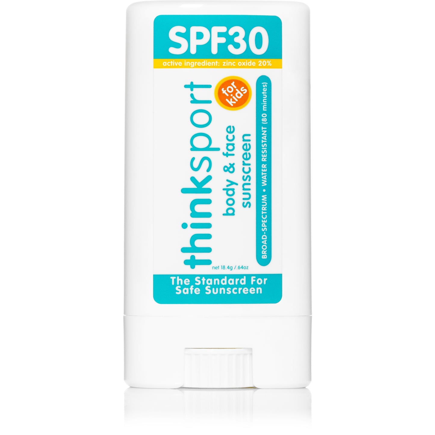 Thinksport Kids Sunscreen Stick 10ml Premium SPF 30 Protection, Chemical-Free, Made in the USA