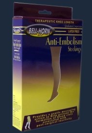 Bell-Horn Anti-Embolism Knee Stocking Beige, Medium/Long Length, 18 mmHg Compression