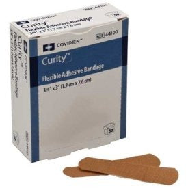 Curity Adhesive Strip - ¾ x 3 Inch (50/BX, 24BX/CS) - Flexible Fabric for Comfortable Wound Care