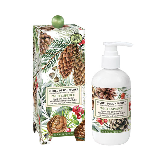 White Spruce Lotion Silky Hand and Body Elixir with Shea Butter and Botanical Infusion
