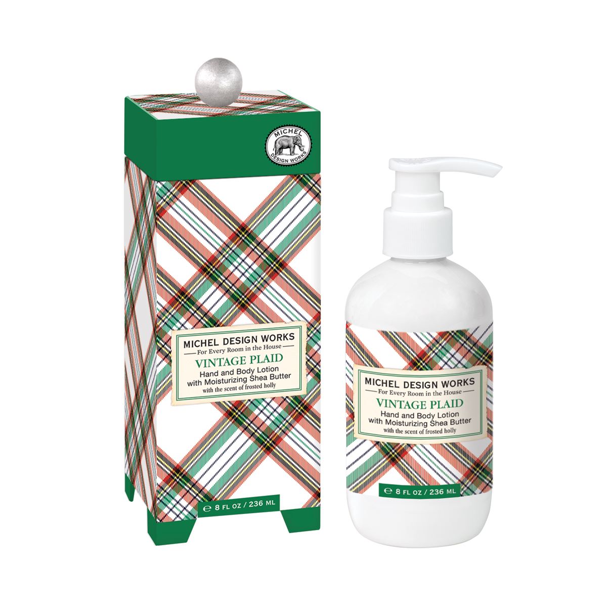 MICHEL DESIGN WORKS Vintage Plaid Lotion Silky Hand and Body Elixir with Shea Butter and Botanical Infusion