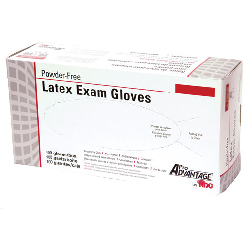 Pro Advantage Latex Exam Gloves Powder-Free, Medium Size (Box of 100) - Non-Sterile
