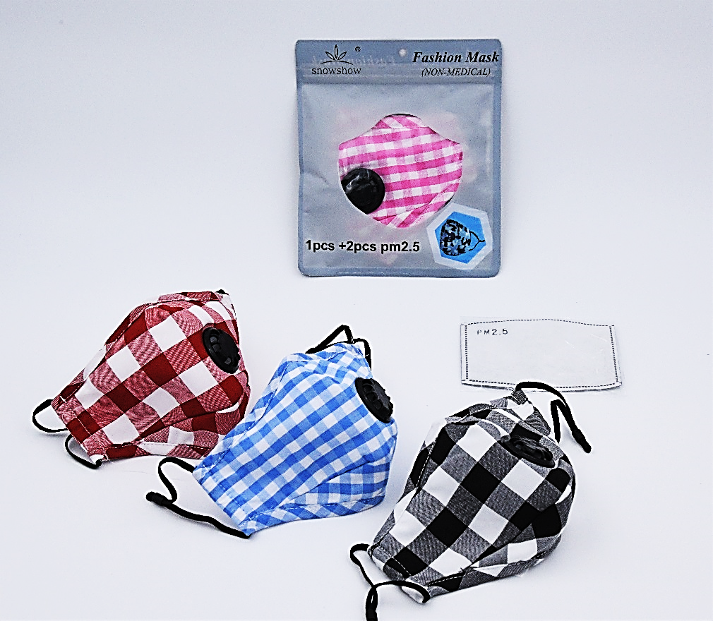 Reusable Face Masks with Valve Assorted Colors and Designs (2 Filters Included)