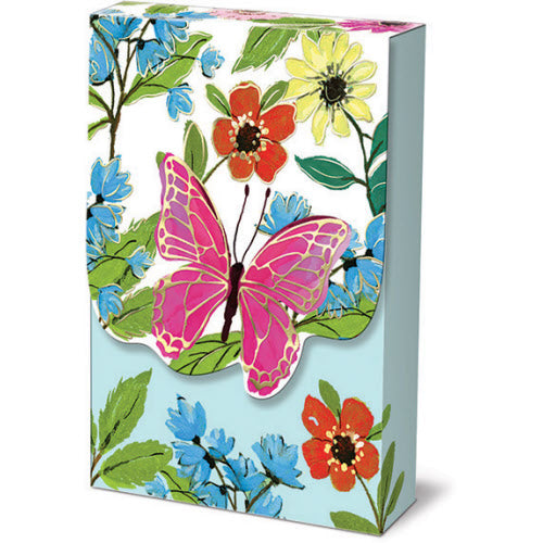 Full Bloom Butterfly Pouch Note Cards Set of 10 Blank Cards with Envelopes in Magnetic Closure Box