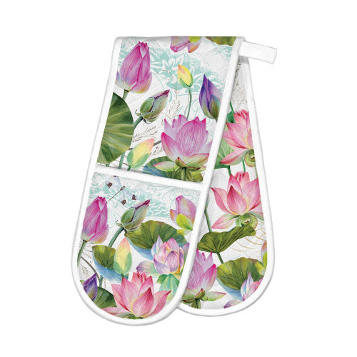 Water Lilies Double Oven Glove - Tranquil Elegance for Stylish Kitchen Protection