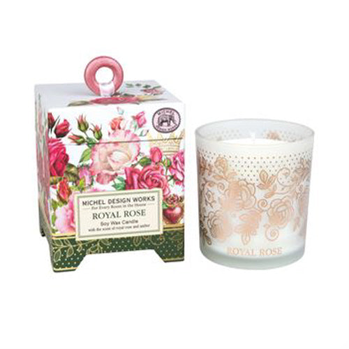 Royal Rose 6.5 oz. Soy Wax Candle Regal Aroma with Amber, Apple, Vanilla, and Musk Notes