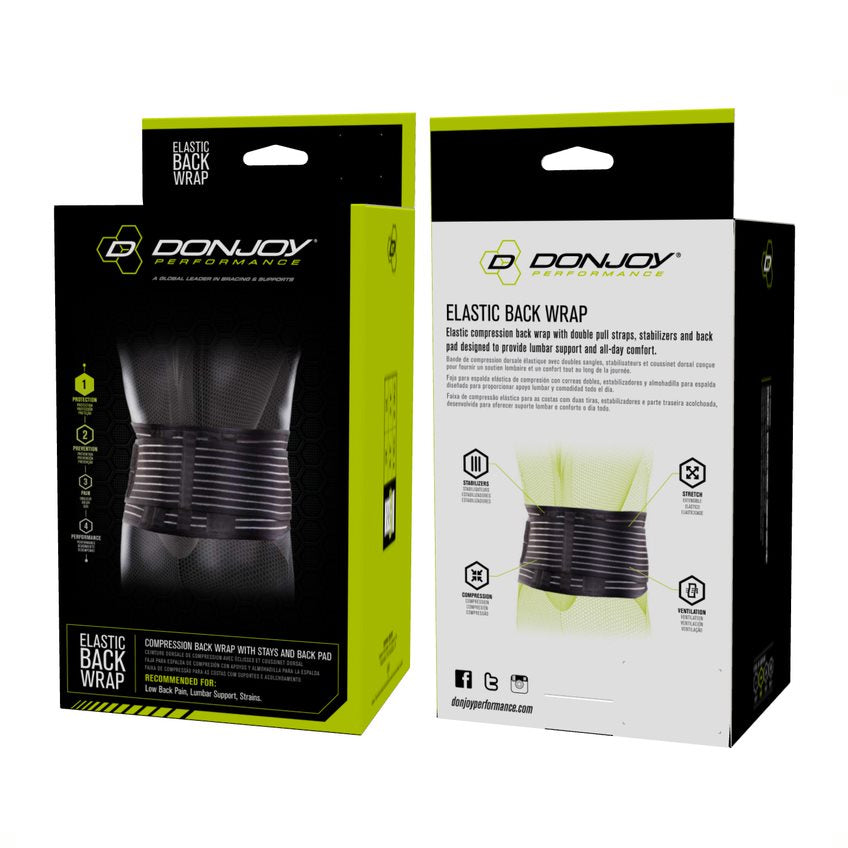 ANAFORM Elastic Back Wrap Premium Lumbar Support for Active Living, Customizable Compression, Stylish Black/Slime Design