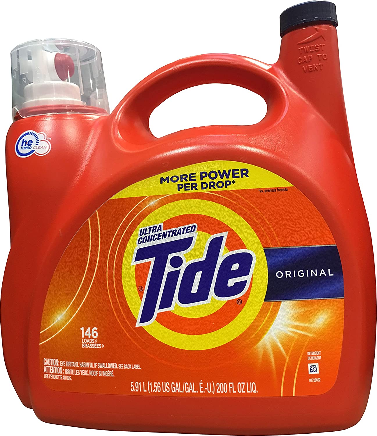 Tide Ultra Concentrated Original Laundry Detergent 200 FL oz, Stain-Fighting Giant