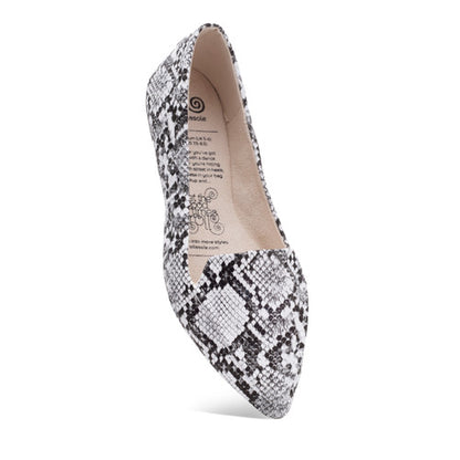 Rollasole Snow Diamond Flat Women's Shoes Chic Snakeskin Elegance