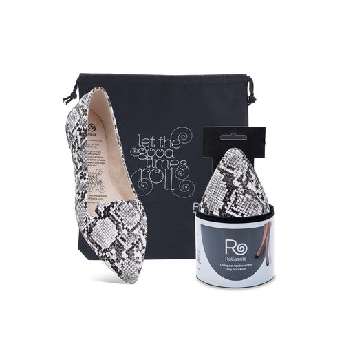 Rollasole Snow Diamond Flat Women's Shoes Chic Snakeskin Elegance