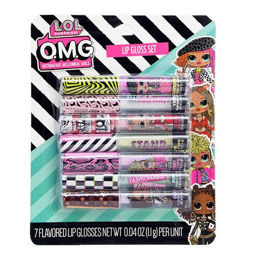 LOL OMG 7-Pack Lip Gloss Charming Flavored Lip Gloss Set Inspired by L.O.L. Surprise OMG Dolls