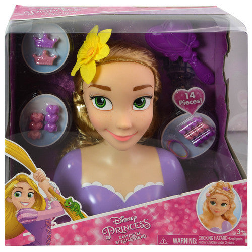 Disney Princess Rapunzel Styling Head 14-Piece Creative Hair Play Set for Kids