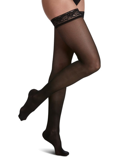 WELL BEING Sheer Fashion 15-20 mmHg Thigh High Compression Stockings